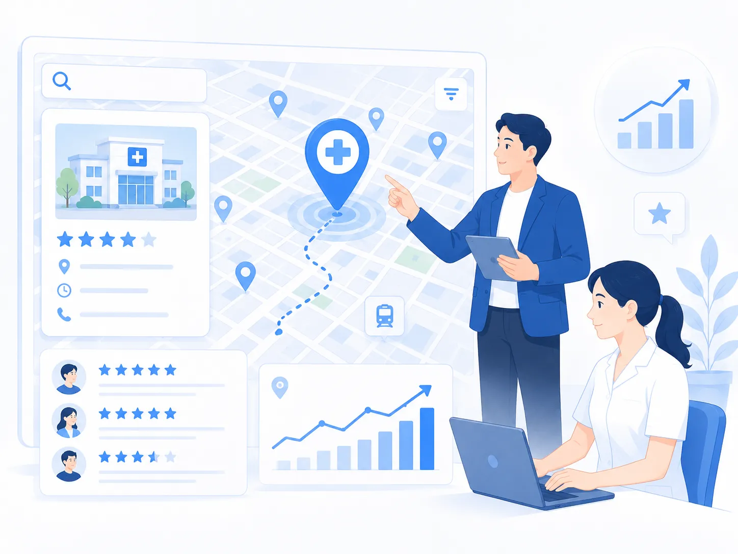 Googleマップや店舗情報を最適化するイメージ
